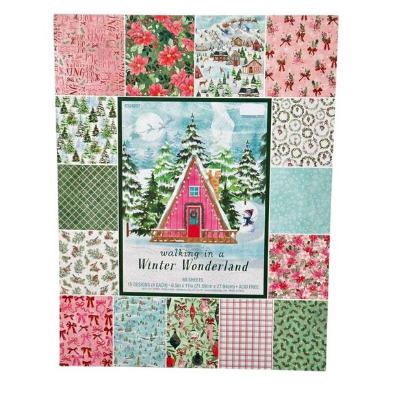 Walking in a Winter Wonderland Christmas Scrapbook Paper Pad 60 Sheets 8.5x11 P - Picture 1 of 16